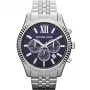 Michael Kors MK8280 Relógio de quartzo para homem, 45 mm, mostrador prateado/azul escuro