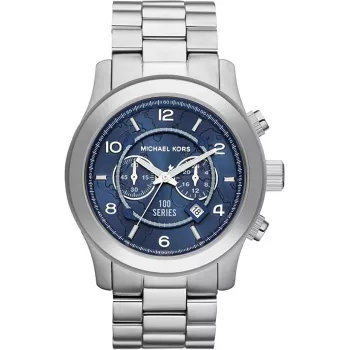 Michael Kors MK8314 Relógio de quartzo homem, 45 mm, prateado/azul mostrador