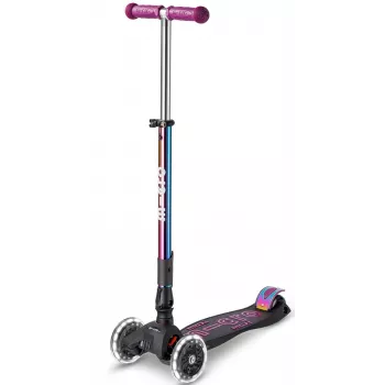 Micro Maxi Deluxe Foldable LED Neochrome Trotinete infantil de 3 rodas, Roxo