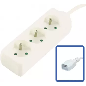 MicroConnect Régua de tomadas francesa tipo E 3 tomadas com interruptor, proteção contra sobrecarga e segurança para crianças, cabo 1,5m, branca (MC-PS030150FRUPSW)