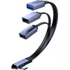 MicroConnect Cabo divisor USB-C angular, 3x USB-A 3.0, 0,15 m, preto