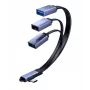 MicroConnect Cabo divisor USB-C angular, 3x USB-A 3.0, 0,15 m, preto