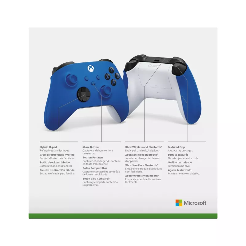 Comando sem fios Microsoft Xbox QAU-00002 – Shock Blue (Xbox Series X|S, Xbox One, PC, Mobile)