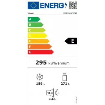 Midea MDRS619FIE45 Frigorífico side-by-side, 460 L, No Frost, Dark Inox, Classe de eficiência energética E
