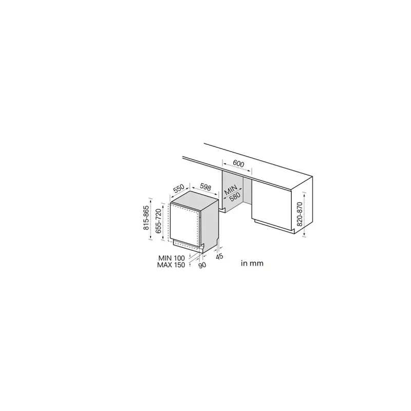 Máquina de lavar loiça encastrável Midea MDWEB1403MB-WS, 14 conjuntos de louça, C, 44 dB