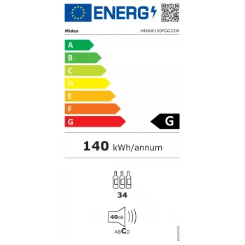 Midea Garrafeira MDRW150FGG22W Independente 34 garrafas Preto
