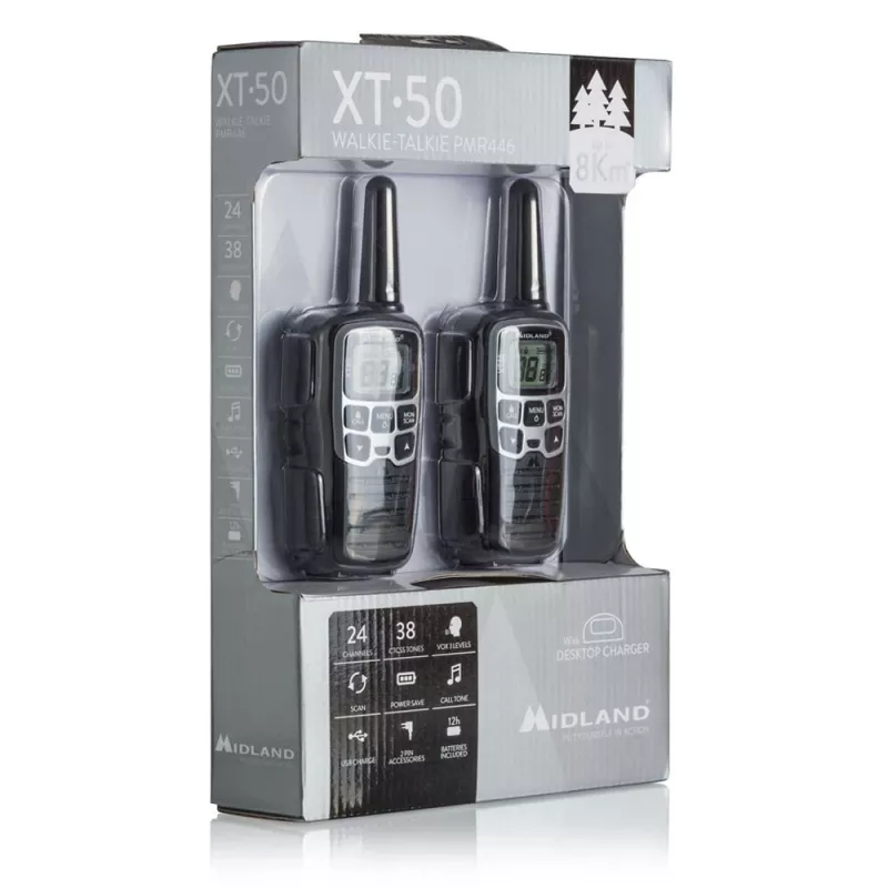 Midland XT50 2x PMR446 Rádio portátil Cinzento
