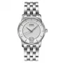 Relógio automático MIDO Baroncelli III para Mulher M007207110360 33mm Mostrador prateado com índices de diamante Bracelete de aço inoxidável