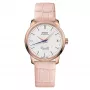 MIDO Baroncelli III Lady relógio automático 33mm ouro rosa PVD aço inoxidável mostrador prateado bracelete de pele castanha M027207360100