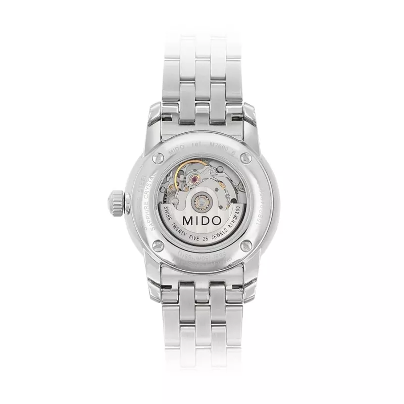 Relógio automático de mulher MIDO Baroncelli Lady M76004181 29mm Aço inoxidável Branco madrepérola