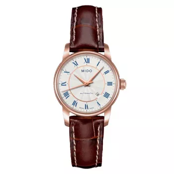 MIDO Baroncelli Lady Relógio de Quartzo 29mm Aço Inoxidável com Revestimento PVD Ouro Amarelo Mostrador Prateado