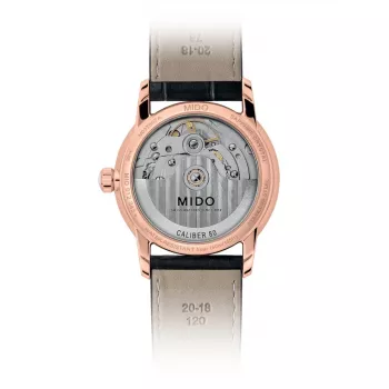 MIDO Baroncelli Signature Lady Automatic Watch 33mm PVD ouro rosa aço inoxidável pele castanha