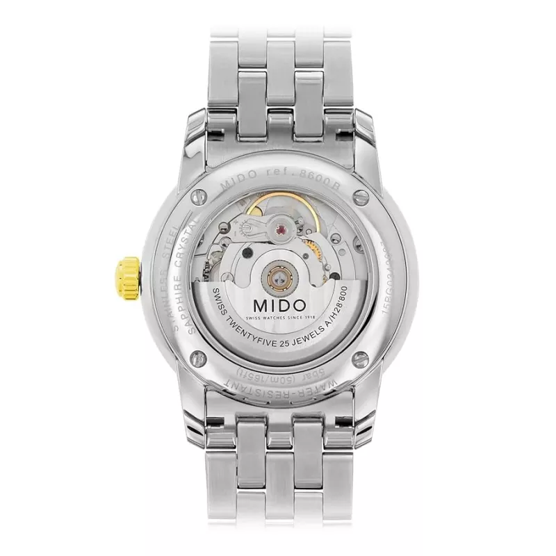 MIDO Relógio Homem M86009261 Baroncelli III 38mm Automático Mostrador Prateado Pele Preta