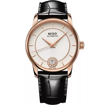 Relógio automático de mulher MIDO M007207360360 33mm aço inoxidável PVD ouro rosa e couro