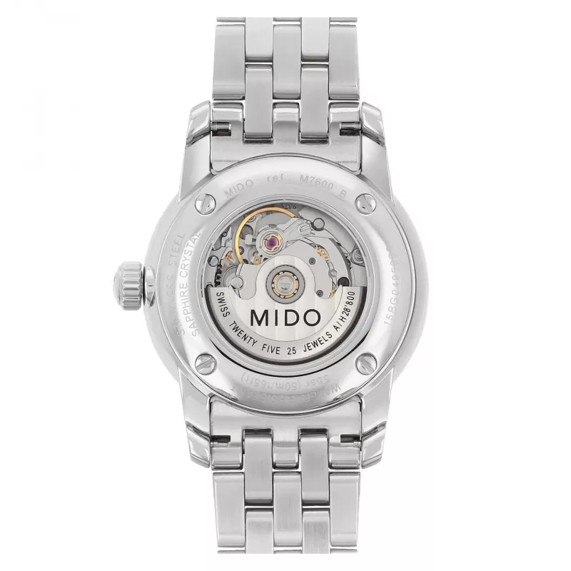 Relógio automático de mulher MIDO M76004261 29mm aço inoxidável mostrador prateado
