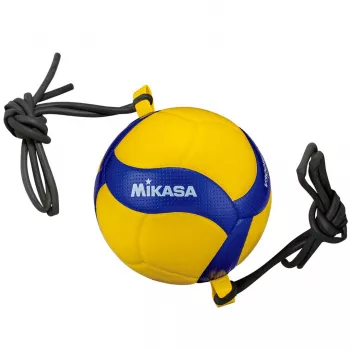 Bola de voleibol de treino Mikasa V300W-AT-TR com faixas elásticas, tamanho 5, Amarelo/Azul