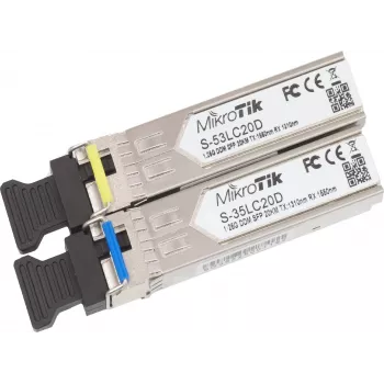 MikroTik S-35LC20D Módulo SFP BiDi, 1,25G Monomodo LC Simplex, 20km, 1310nm/1550nm, DDM