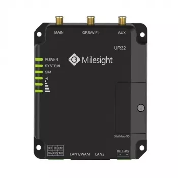 Router industrial 4G LTE Cat 4 Milesight UR32L-L04EU-P com PoE, Dual SIM, série, I/O, VPN, caixa metálica, calha DIN