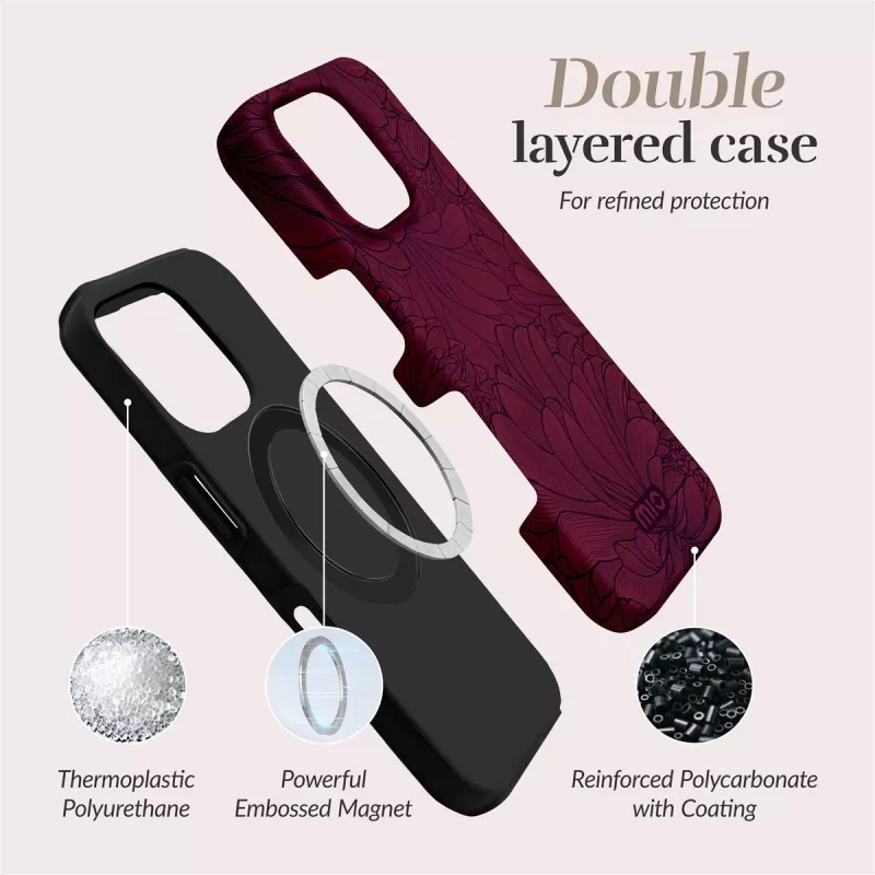 Capa MIO Berry Blooms compatível com MagSafe para iPhone 16 Pro Max