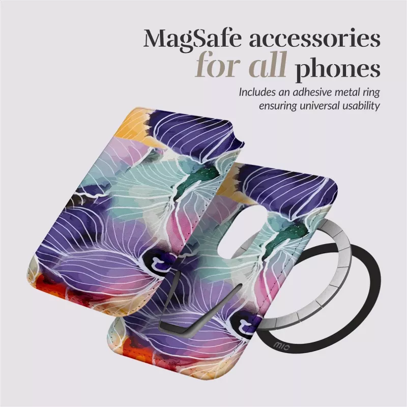 Capa Magsafe MIO Flowers compatível com suporte para cartões