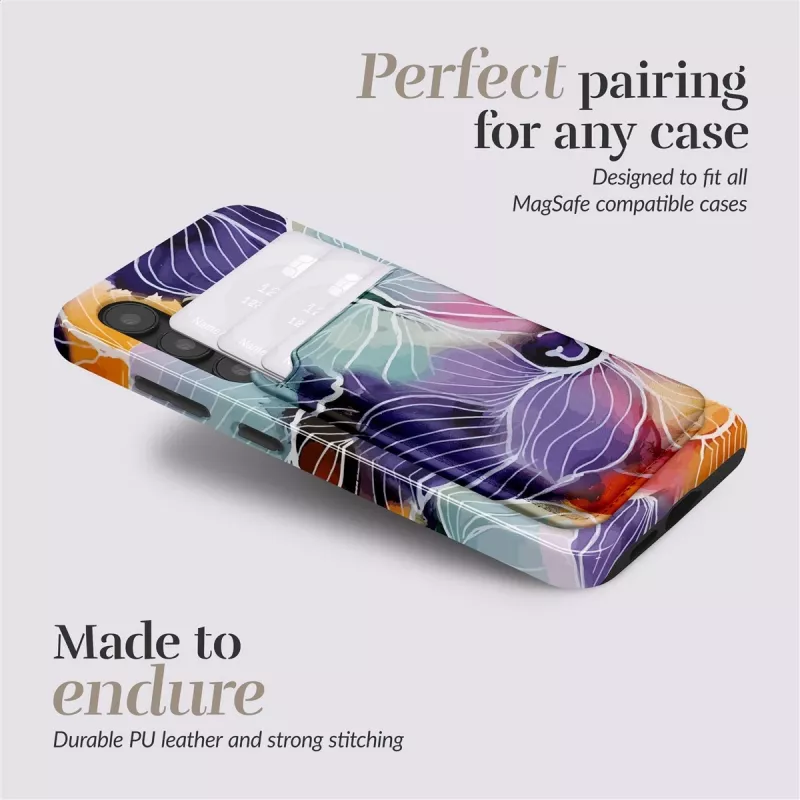 Capa Magsafe MIO Flowers compatível com suporte para cartões
