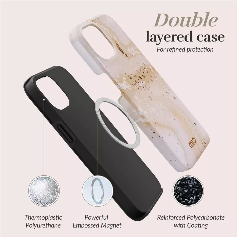 Capa Magsafe MIO Gold Marble Compatível com iPhone 16 Pro Max