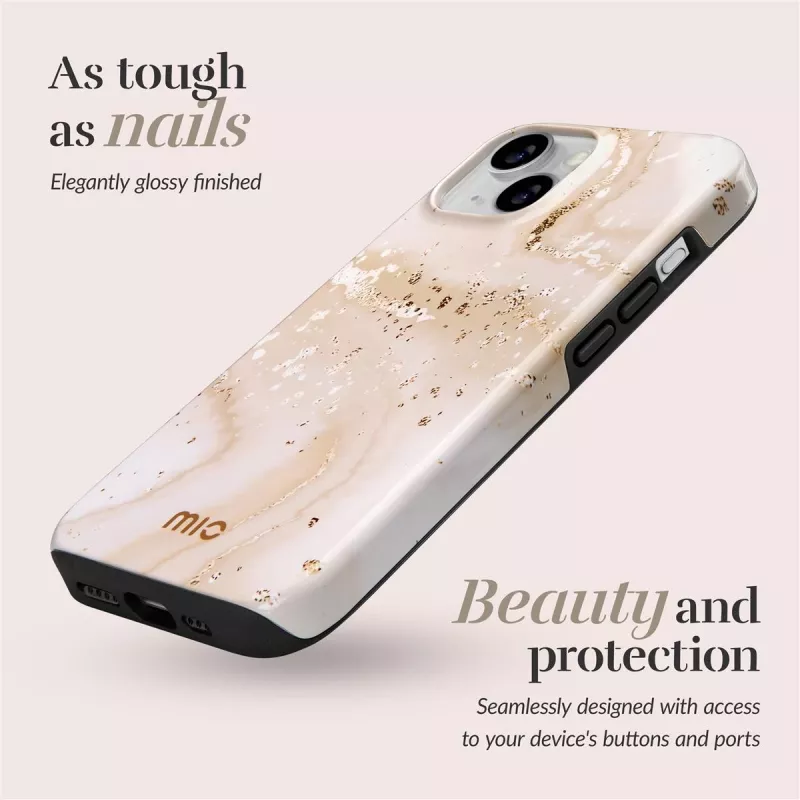 Capa MIO Gold Marble compatível com Magsafe para iPhone 15 Pro