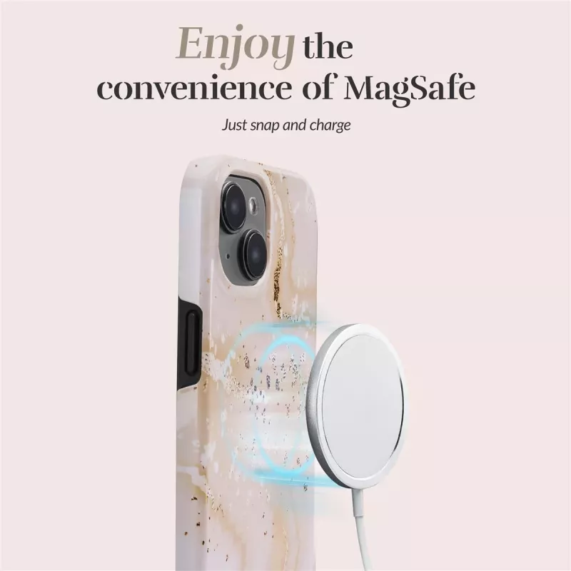Capa MIO Gold Marble compatível com Magsafe para iPhone 15 Pro