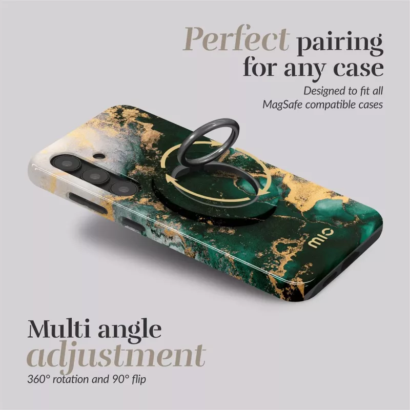 Capa Magsafe MIO Green Marble compatível com suporte de anel