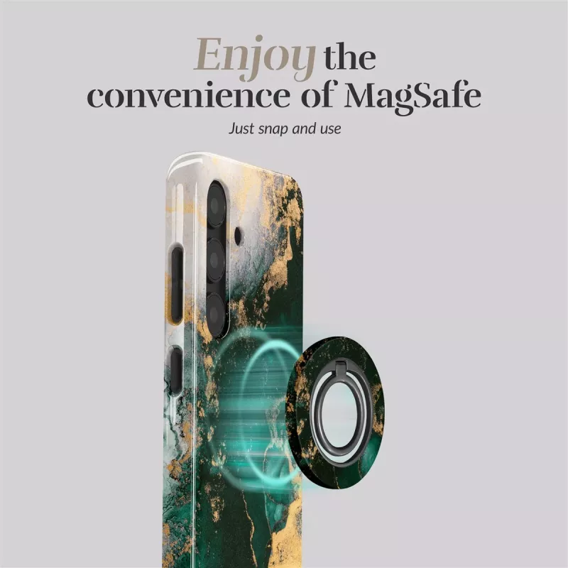 Capa Magsafe MIO Green Marble compatível com suporte de anel
