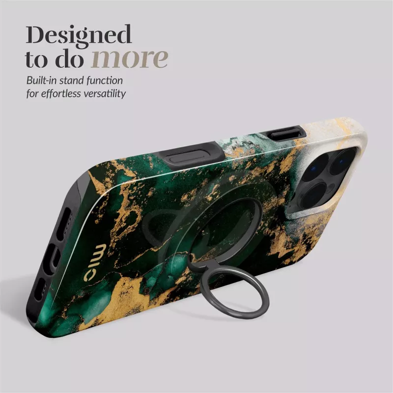 Capa Magsafe MIO Green Marble compatível com suporte de anel