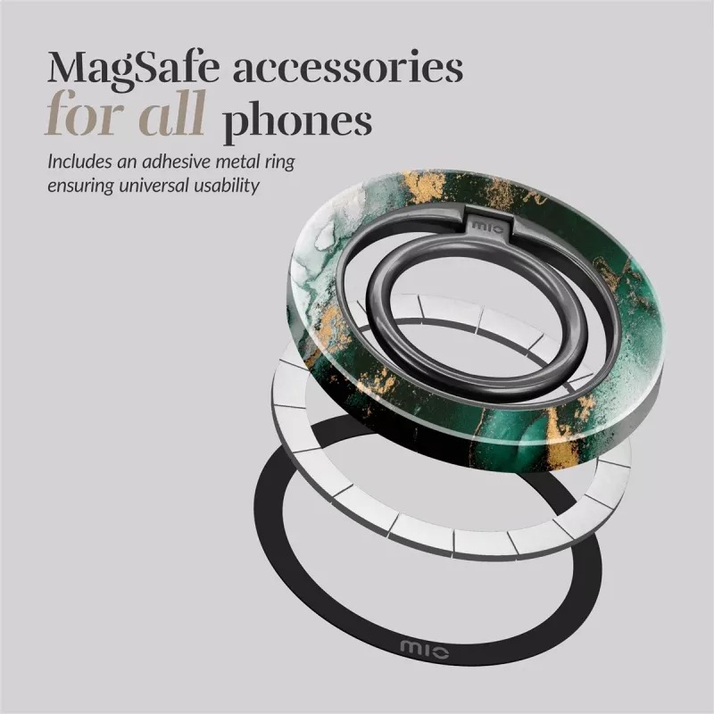 Capa Magsafe MIO Green Marble compatível com suporte de anel