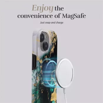 MIO Green Marble capa compatível com MagSafe para iPhone 16 Plus