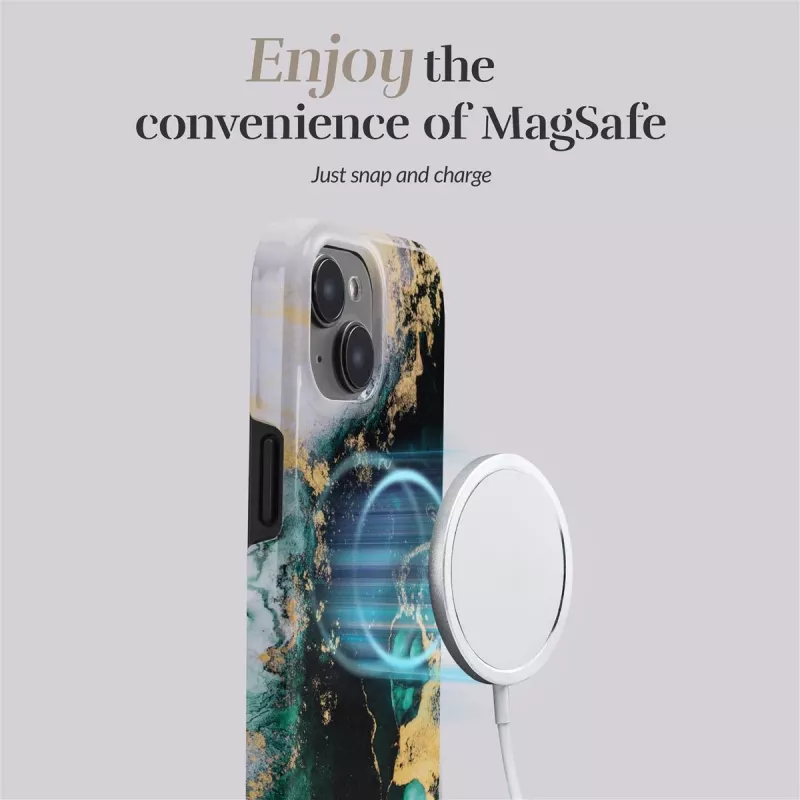 MIO Green Marble capa compatível com MagSafe para iPhone 16 Plus