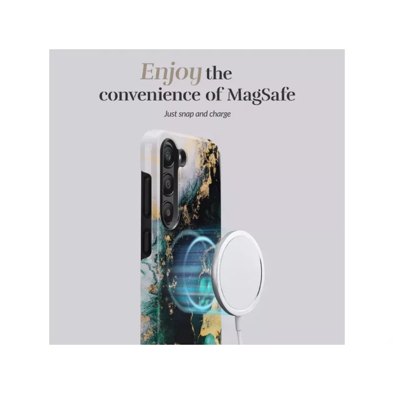MIO Green Marble capa compatível com MagSafe para Samsung S25 5G