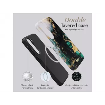 MIO Green Marble Capa Compatível com MagSafe para Samsung S25 Plus 5G