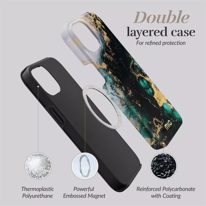 MIO Green Marble compatível com MagSafe para iPhone 16