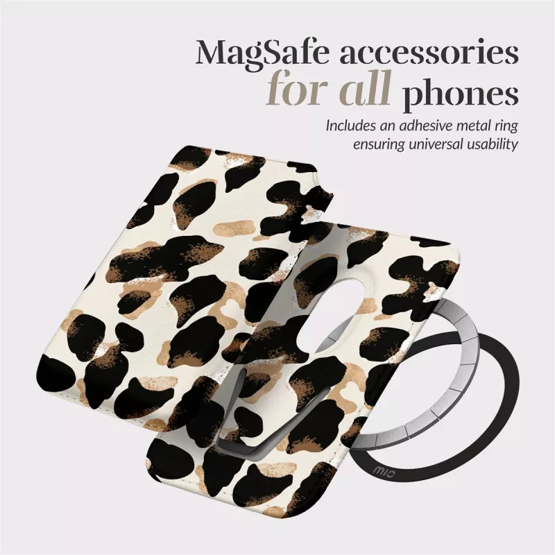 Capa Magsafe MIO Leopard compatível com suporte para cartões
