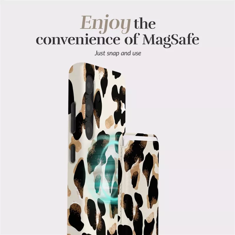 Capa Magsafe MIO Leopard compatível com suporte para cartões