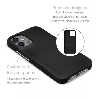 Capa premium em pele Mio Mobilize compatível com Magsafe para Apple iPhone 17 Pro preta