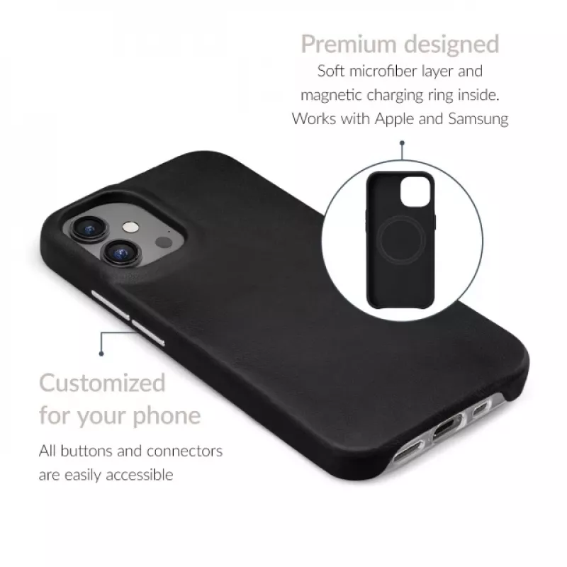 Capa premium em pele Mio Mobilize compatível com Magsafe para Apple iPhone 17 Pro preta