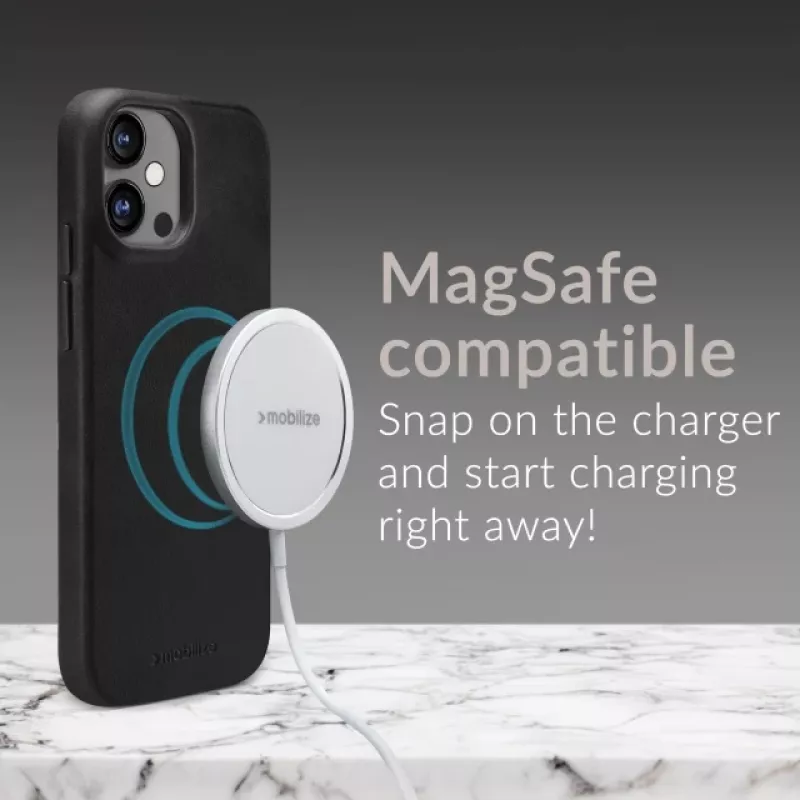 Capa premium em pele Mio Mobilize compatível com Magsafe para Apple iPhone 17 Pro preta