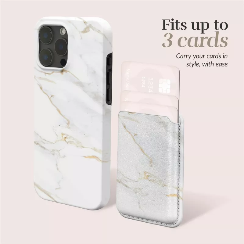 Capa MIO White Marble compatível com MagSafe com suporte para cartões