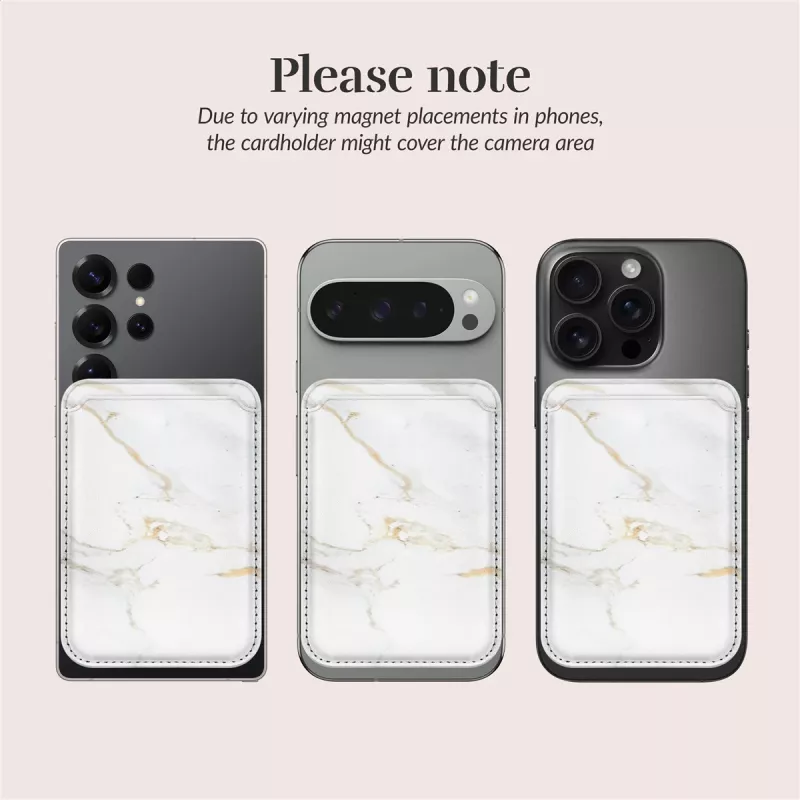 Capa MIO White Marble compatível com MagSafe com suporte para cartões