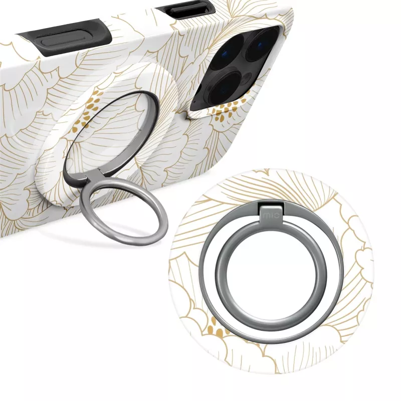 Capa MIO White Roses compatível com MagSafe com suporte para anel