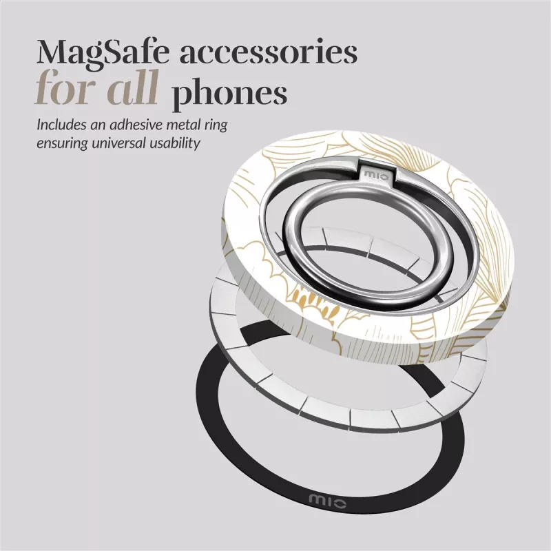 Capa MIO White Roses compatível com MagSafe com suporte para anel