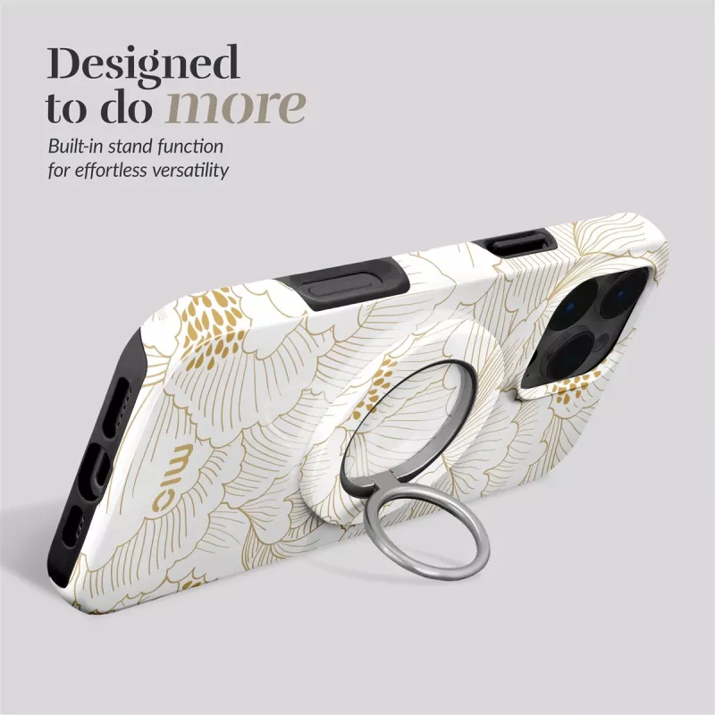 Capa MIO White Roses compatível com MagSafe com suporte para anel