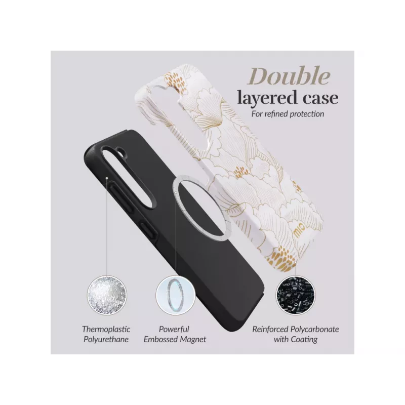 MIO White Roses Magsafe Capa Compatível para Samsung S24 5G