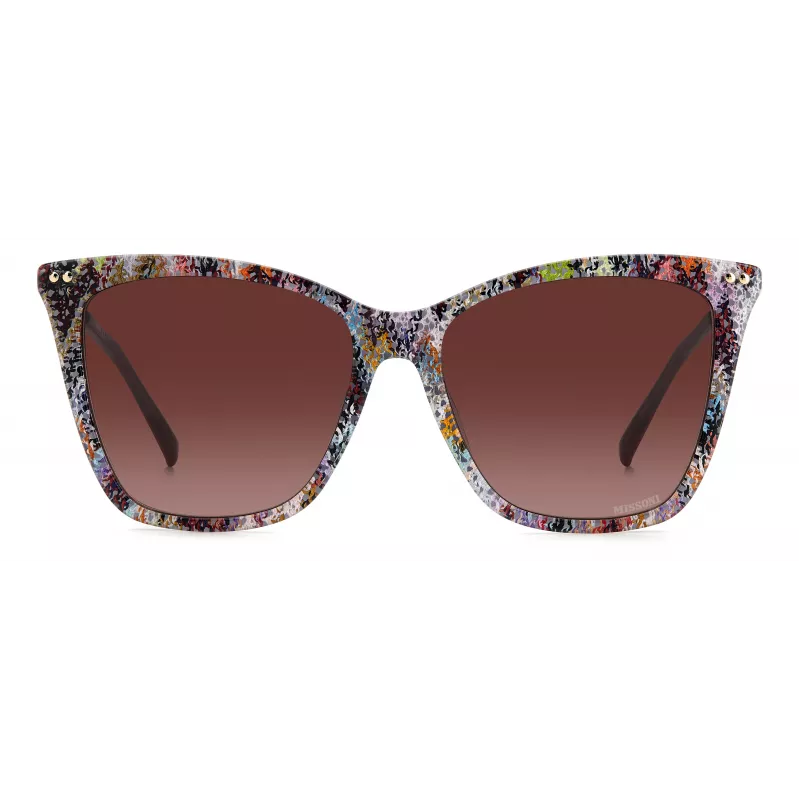 Óculos de sol MISSONI mulher Butterfly MIS0106SX193X - armação de acetato com padrão castanho, lentes degradê castanhas, proteção UV400