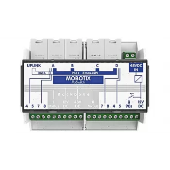 MOBOTIX MX-SWITCH1 - Switch de rede - 4 x 10/100 (PoE+) - Calha DIN